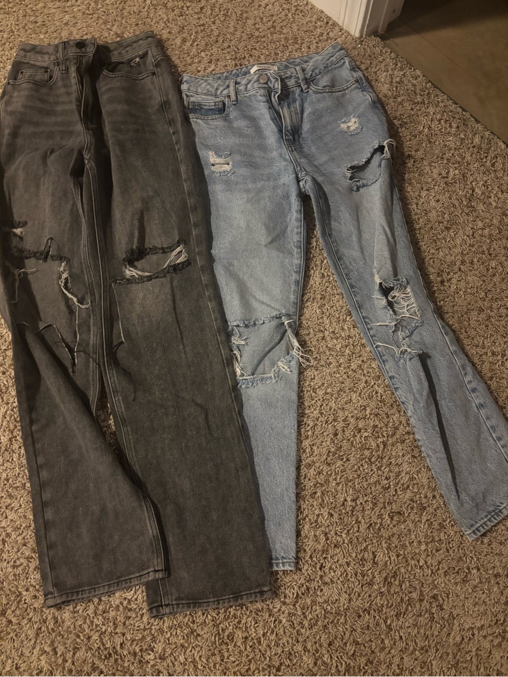 PacSun Distressed Black and Light Blue Ripped Jeans Duo-Both size 23
